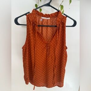 Active USA Rust Sleeveless Blouse with Dots
